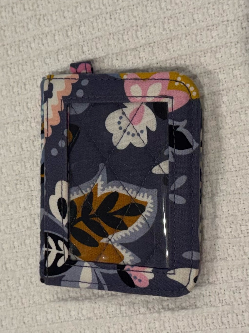 Vera Bradley Quilted Floral ID Wallet Card Holder - Periwinkle Blue Pink